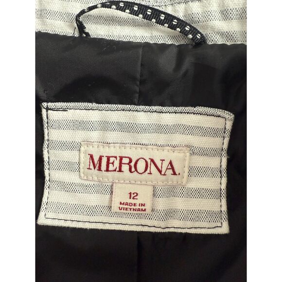 Merona Women's Striped Oxford Blazer Gray White Size 12 - Picture 5 of 12